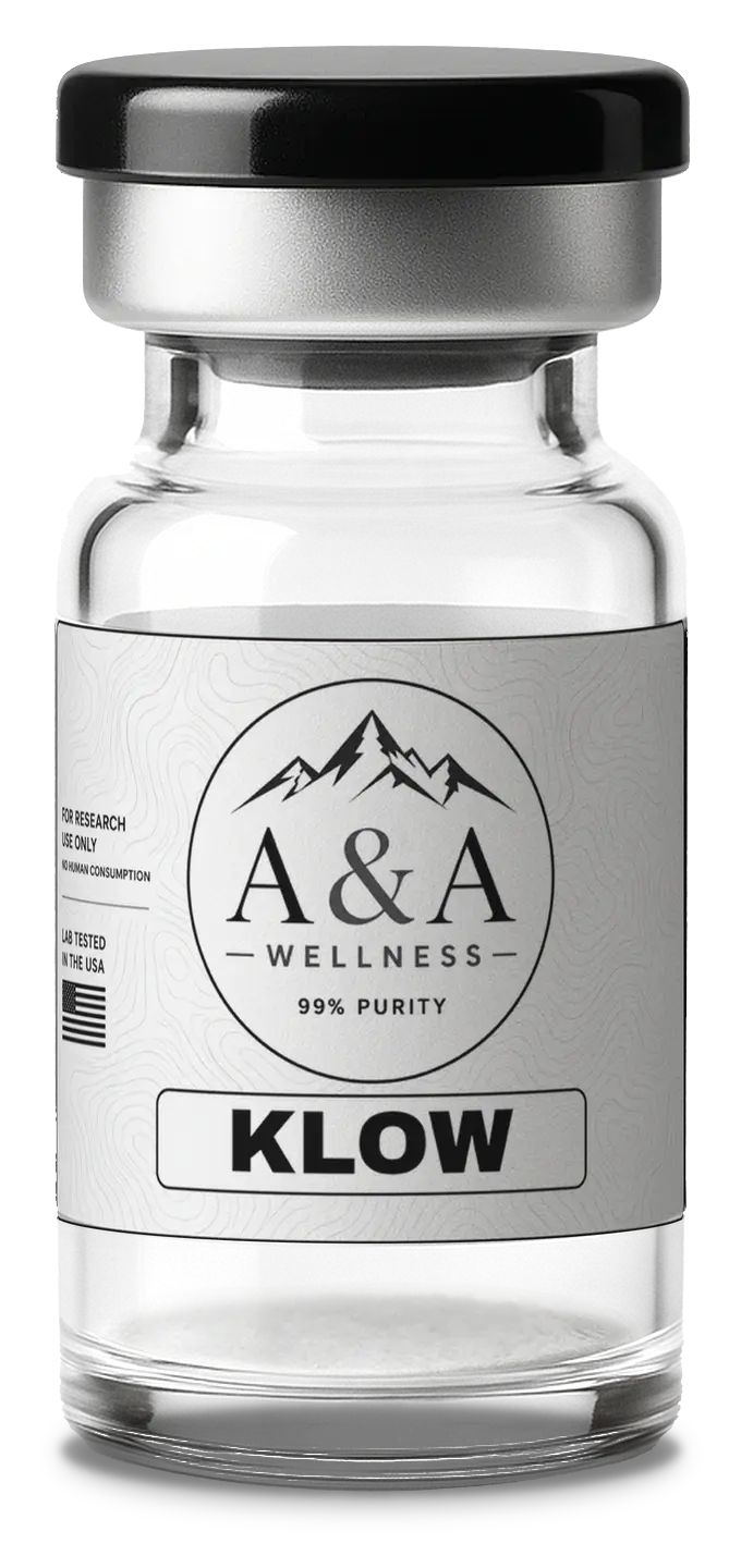 A&A Wellness KLOW Blend 80mg research vial with silver crimp and label